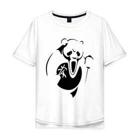Мужская футболка хлопок Oversize с принтом Панда крик в Новосибирске, 100% хлопок | свободный крой, круглый ворот, “спинка” длиннее передней части | панда