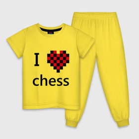 Детская пижама хлопок с принтом I love chess в Новосибирске, 100% хлопок |  брюки и футболка прямого кроя, без карманов, на брюках мягкая резинка на поясе и по низу штанин
 | chess | i love chess | шахматы | я люблю шахматы