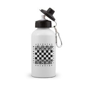 Бутылка спортивная с принтом Шахматная достка в Новосибирске, металл | емкость — 500 мл, в комплекте две пластиковые крышки и карабин для крепления | шахматист | шахматная доска | шахматы