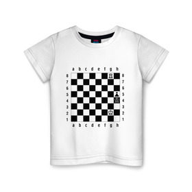 Детская футболка хлопок с принтом Шахматная комбинация 1 в Новосибирске, 100% хлопок | круглый вырез горловины, полуприлегающий силуэт, длина до линии бедер | комбинация | шахматист | шахматная доска | шахматы