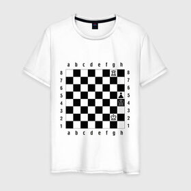 Мужская футболка хлопок с принтом Шахматная комбинация 1 в Новосибирске, 100% хлопок | прямой крой, круглый вырез горловины, длина до линии бедер, слегка спущенное плечо. | комбинация | шахматист | шахматная доска | шахматы