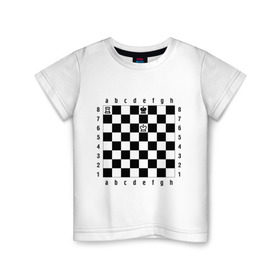 Детская футболка хлопок с принтом Комбинация шах и мат в Новосибирске, 100% хлопок | круглый вырез горловины, полуприлегающий силуэт, длина до линии бедер | checkmate | мат | шах | шах и мат | шахматист | шахматная доска | шахматы