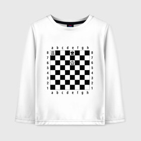 Детский лонгслив хлопок с принтом Комбинация шах и мат в Новосибирске, 100% хлопок | круглый вырез горловины, полуприлегающий силуэт, длина до линии бедер | checkmate | мат | шах | шах и мат | шахматист | шахматная доска | шахматы