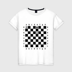 Женская футболка хлопок с принтом Комбинация шах и мат в Новосибирске, 100% хлопок | прямой крой, круглый вырез горловины, длина до линии бедер, слегка спущенное плечо | checkmate | мат | шах | шах и мат | шахматист | шахматная доска | шахматы