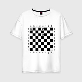 Женская футболка хлопок Oversize с принтом Комбинация шах и мат в Новосибирске, 100% хлопок | свободный крой, круглый ворот, спущенный рукав, длина до линии бедер
 | checkmate | мат | шах | шах и мат | шахматист | шахматная доска | шахматы