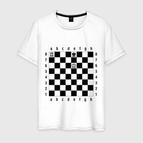 Мужская футболка хлопок с принтом Комбинация шах и мат в Новосибирске, 100% хлопок | прямой крой, круглый вырез горловины, длина до линии бедер, слегка спущенное плечо. | checkmate | мат | шах | шах и мат | шахматист | шахматная доска | шахматы