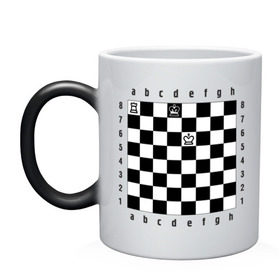 Кружка хамелеон с принтом Комбинация Шах в Новосибирске, керамика | меняет цвет при нагревании, емкость 330 мл | Тематика изображения на принте: checkmate | мат | шах | шах и мат | шахматист | шахматная доска | шахматы