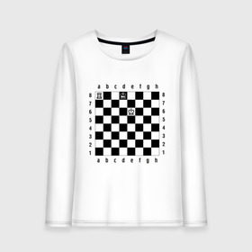 Женский лонгслив хлопок с принтом Комбинация Шах в Новосибирске, 100% хлопок |  | checkmate | мат | шах | шах и мат | шахматист | шахматная доска | шахматы
