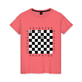 Женская футболка хлопок с принтом Комбинация Шах в Новосибирске, 100% хлопок | прямой крой, круглый вырез горловины, длина до линии бедер, слегка спущенное плечо | Тематика изображения на принте: checkmate | мат | шах | шах и мат | шахматист | шахматная доска | шахматы