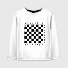 Детский лонгслив хлопок с принтом Комбинация Шах в Новосибирске, 100% хлопок | круглый вырез горловины, полуприлегающий силуэт, длина до линии бедер | checkmate | мат | шах | шах и мат | шахматист | шахматная доска | шахматы