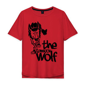 Мужская футболка хлопок Oversize с принтом тамбовский волк в Новосибирске, 100% хлопок | свободный крой, круглый ворот, “спинка” длиннее передней части | wolf | волк | животные