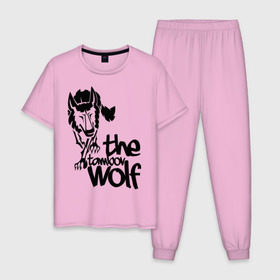 Мужская пижама хлопок с принтом тамбовский волк в Новосибирске, 100% хлопок | брюки и футболка прямого кроя, без карманов, на брюках мягкая резинка на поясе и по низу штанин
 | Тематика изображения на принте: wolf | волк | животные