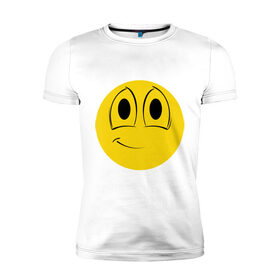 Мужская футболка премиум с принтом Лучший смайлик в Новосибирске, 92% хлопок, 8% лайкра | приталенный силуэт, круглый вырез ворота, длина до линии бедра, короткий рукав | smile. улыбка | лучший смайл | смайл | смайлик
