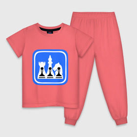 Детская пижама хлопок с принтом белые-черные в Новосибирске, 100% хлопок |  брюки и футболка прямого кроя, без карманов, на брюках мягкая резинка на поясе и по низу штанин
 | chess | дорожный знак | знак | шахматы