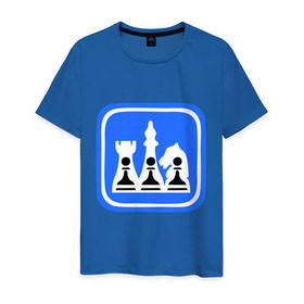 Мужская футболка хлопок с принтом белые-черные в Новосибирске, 100% хлопок | прямой крой, круглый вырез горловины, длина до линии бедер, слегка спущенное плечо. | chess | дорожный знак | знак | шахматы