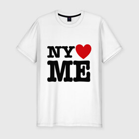 Мужская футболка премиум с принтом Ny love me нью йорк любит меня в Новосибирске, 92% хлопок, 8% лайкра | приталенный силуэт, круглый вырез ворота, длина до линии бедра, короткий рукав | i love | ny love me | нью йорк любит меня | я люблю
