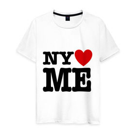 Мужская футболка хлопок с принтом Ny love me нью йорк любит меня в Новосибирске, 100% хлопок | прямой крой, круглый вырез горловины, длина до линии бедер, слегка спущенное плечо. | i love | ny love me | нью йорк любит меня | я люблю