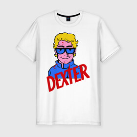 Мужская футболка премиум с принтом Мультяшный Dexter в Новосибирске, 92% хлопок, 8% лайкра | приталенный силуэт, круглый вырез ворота, длина до линии бедра, короткий рукав | dexter | декстер | сериалы | тв сериалы