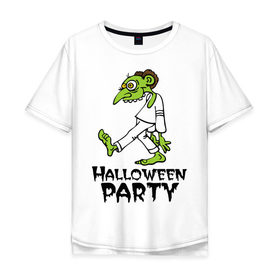 Мужская футболка хлопок Oversize с принтом Halloween party-зомби в Новосибирске, 100% хлопок | свободный крой, круглый ворот, “спинка” длиннее передней части | зомби