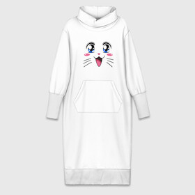Платье удлиненное хлопок с принтом Японская кошечка в Новосибирске,  |  | аниме | глаза | глазки | девушкам | киса | кот | коте | котенок | кошечка | кошка | милые создания | мордочка | японская кошечка