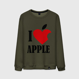 Мужской свитшот хлопок с принтом i love apple с листиком в Новосибирске, 100% хлопок |  | apple | джобс | телефон | яблоко