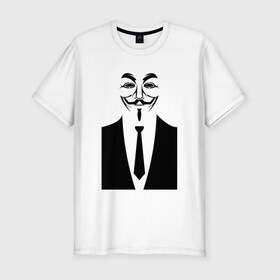 Мужская футболка премиум с принтом Business Anonymous в Новосибирске, 92% хлопок, 8% лайкра | приталенный силуэт, круглый вырез ворота, длина до линии бедра, короткий рукав | anonymous | business | business anonymous | vendetta