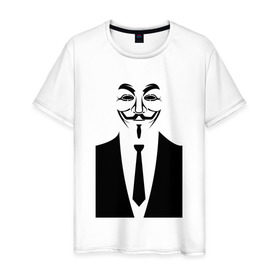 Мужская футболка хлопок с принтом Business Anonymous в Новосибирске, 100% хлопок | прямой крой, круглый вырез горловины, длина до линии бедер, слегка спущенное плечо. | anonymous | business | business anonymous | vendetta