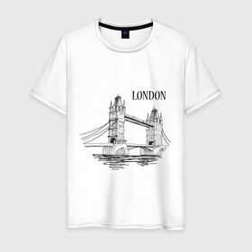 Мужская футболка хлопок с принтом LONDON (эскиз) в Новосибирске, 100% хлопок | прямой крой, круглый вырез горловины, длина до линии бедер, слегка спущенное плечо. | Тематика изображения на принте: лондон