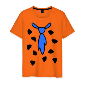 Мужская футболка хлопок с принтом Галстук из мультика флинстоун - Flintstones в Новосибирске, 100% хлопок | прямой крой, круглый вырез горловины, длина до линии бедер, слегка спущенное плечо. | flintstones | галстук | одежда | синий галстук | флинстоун
