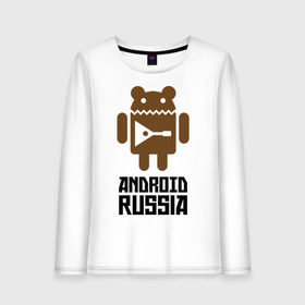 Женский лонгслив хлопок с принтом Android Russia в Новосибирске, 100% хлопок |  | android russia | антибренд