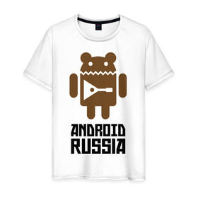 Мужская футболка хлопок с принтом Android Russia в Новосибирске, 100% хлопок | прямой крой, круглый вырез горловины, длина до линии бедер, слегка спущенное плечо. | android russia | антибренд