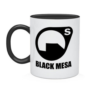 Кружка двухцветная с принтом Black mesa Black logo в Новосибирске, керамика | объем — 330 мл, диаметр — 80 мм. Цветная ручка и кайма сверху, в некоторых цветах — вся внутренняя часть | black mesa | игры | компьютерные игры