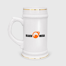 Кружка пивная с принтом Black mesa Main logo в Новосибирске,  керамика (Материал выдерживает высокую температуру, стоит избегать резкого перепада температур) |  объем 630 мл | black mesa | игры | компьютерные игры