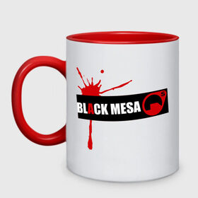 Кружка двухцветная с принтом Black mesa Blood в Новосибирске, керамика | объем — 330 мл, диаметр — 80 мм. Цветная ручка и кайма сверху, в некоторых цветах — вся внутренняя часть | black mesa | игры | компьютерные игры