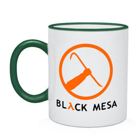 Кружка двухцветная с принтом Black mesa Orange logo в Новосибирске, керамика | объем — 330 мл, диаметр — 80 мм. Цветная ручка и кайма сверху, в некоторых цветах — вся внутренняя часть | black mesa | игры | компьютерные игры
