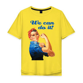 Мужская футболка хлопок Oversize с принтом We can do it в Новосибирске, 100% хлопок | свободный крой, круглый ворот, “спинка” длиннее передней части | america | retro | америка | винтаж | ретро