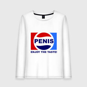 Женский лонгслив хлопок с принтом Penis Enjoy the taste в Новосибирске, 100% хлопок |  | penis | pepsi | антибренд | пепси