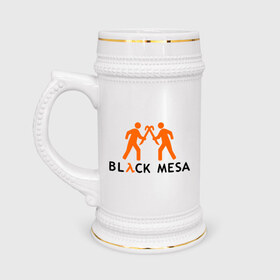 Кружка пивная с принтом Black mesa Orange men в Новосибирске,  керамика (Материал выдерживает высокую температуру, стоит избегать резкого перепада температур) |  объем 630 мл | black mesa | игры | компьютерные игры