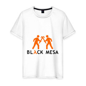 Мужская футболка хлопок с принтом Black mesa Orange men в Новосибирске, 100% хлопок | прямой крой, круглый вырез горловины, длина до линии бедер, слегка спущенное плечо. | black mesa | игры | компьютерные игры
