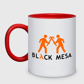 Кружка двухцветная с принтом Black mesa Orange men в Новосибирске, керамика | объем — 330 мл, диаметр — 80 мм. Цветная ручка и кайма сверху, в некоторых цветах — вся внутренняя часть | black mesa | игры | компьютерные игры
