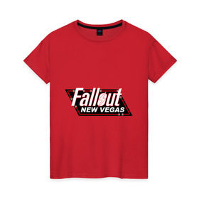 Женская футболка хлопок с принтом Fallout new vegas в Новосибирске, 100% хлопок | прямой крой, круглый вырез горловины, длина до линии бедер, слегка спущенное плечо | fallout | логотип | ньюс вегас | постапокалиптические | фаллаут | фоллаут