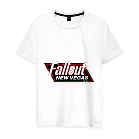 Мужская футболка хлопок с принтом Fallout new vegas в Новосибирске, 100% хлопок | прямой крой, круглый вырез горловины, длина до линии бедер, слегка спущенное плечо. | fallout | логотип | ньюс вегас | постапокалиптические | фаллаут | фоллаут