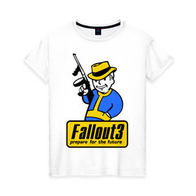 Женская футболка хлопок с принтом Fallout Man в Новосибирске, 100% хлопок | прямой крой, круглый вырез горловины, длина до линии бедер, слегка спущенное плечо | fallout | логотип | постапокалиптические | фаллаут | фоллаут