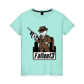 Женская футболка хлопок с принтом Fallout Man with gun в Новосибирске, 100% хлопок | прямой крой, круглый вырез горловины, длина до линии бедер, слегка спущенное плечо | fallout | логотип | постапокалиптические | фаллаут | фоллаут