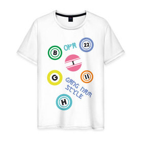 Мужская футболка хлопок с принтом Gangnam print в Новосибирске, 100% хлопок | прямой крой, круглый вырез горловины, длина до линии бедер, слегка спущенное плечо. | gangnam style | интернет приколы | корейский репер | корейский рэп | корея