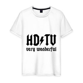 Мужская футболка хлопок с принтом HD TV - Very Wonderful в Новосибирске, 100% хлопок | прямой крой, круглый вырез горловины, длина до линии бедер, слегка спущенное плечо. | acdc | антибренд | высокое разрешение | изображение | музыка | пиксели | телевидение | хорошее качество