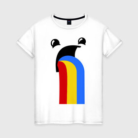 Женская футболка хлопок с принтом Funny Rainbow в Новосибирске, 100% хлопок | прямой крой, круглый вырез горловины, длина до линии бедер, слегка спущенное плечо | 