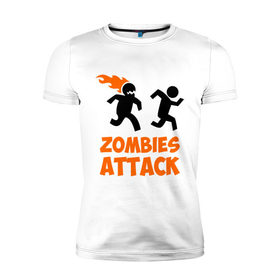 Мужская футболка премиум с принтом Zombies Attack в Новосибирске, 92% хлопок, 8% лайкра | приталенный силуэт, круглый вырез ворота, длина до линии бедра, короткий рукав | 