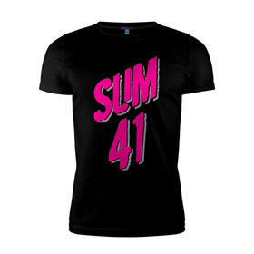Мужская футболка премиум с принтом Sum 41 logo в Новосибирске, 92% хлопок, 8% лайкра | приталенный силуэт, круглый вырез ворота, длина до линии бедра, короткий рукав | Тематика изображения на принте: sum 41 | музыка | панк рок | рок | сам 41