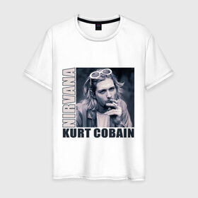 Мужская футболка хлопок с принтом Nirvana- Kurt Cobain в Новосибирске, 100% хлопок | прямой крой, круглый вырез горловины, длина до линии бедер, слегка спущенное плечо. | kurt cobain | nirvana | группы | курт кобейн | музыка | музыкальные группы. курт | нирвана